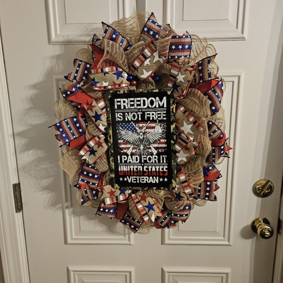 Hand Crafted Other - Hand Crafted Red and White Holiday Wreath